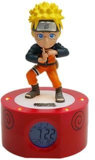 Teknofun - Naruto Shippuden - Lichtgevende Wekker - Zwart, Oranje, Geel - Werkt op 3 x AAA of USB-kabel (meegeleverd)