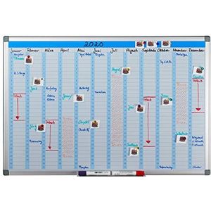 Relaxdays whiteboard planner, maandplanner, magnetisch, planbord met pennenbakje, kantoor, magneetbord 60 x 90 cm, wit