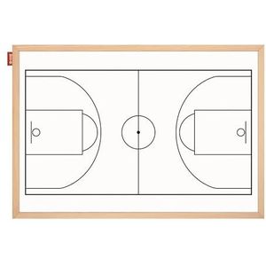 Memobe - Whiteboard - tactisch bord basketbal - magnetisch en afwasbaar - bord om op te hangen, voor jeugdkamer, trainer, sportleraar, school - wandplanner in houten frame - 90 x 60 cm