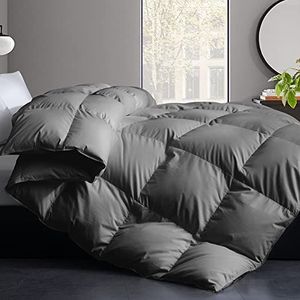 Cosybay Ganzenveren dekbed - All Season grijs kingsize donzen dekbedovertrek - luxe hotelbeddengoed dekbedden met 100% katoenen hoes - King 274 x 229 cm