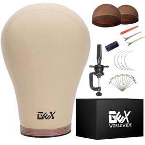 gexworldwide GEX 20-24 inch Kurk Canvas Blok Hoofd Mannequin Hoofd Pruik Display Styling Hoofd Met Mount Gat 22 inch