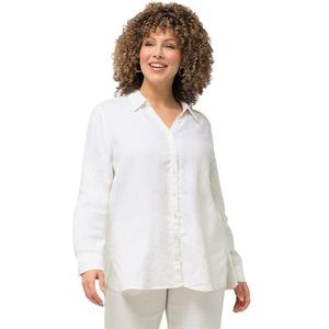 Ulla Popken dames linnen blouse blouses, off-white, 54/56 NL