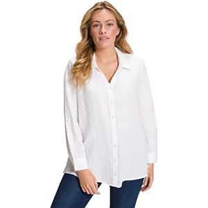 Ulla Popken dames linnen blouse blouses, off-white, 54/56 NL