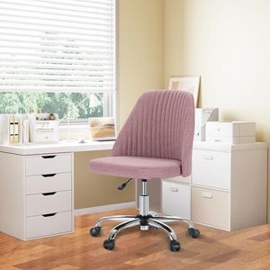 NEWBULIG Armloos bureau comfortabele stoffen hoes moderne draaibare wielen voor thuis voor computer taak schattige kaptafel stoelen verstelbare hoogte voor woonkamer, slaapkamer, conferentiekantoor,