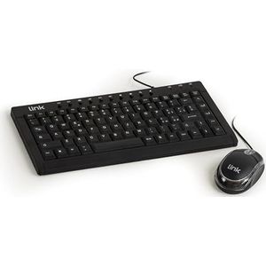 LINK LKTAST04 + LKMOS04 - Mini-toetsenbord Italiaans Multimedia USB + Mini Optische Muis USB 3 Toetsen Zwart