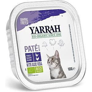 Yarrah Pate kip, kalkoen, aloë vera, 100 g, biologisch kattenvoer, 16 stuks (16 x 100 g)