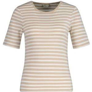 Slim Striped 1X1 Geribbeld SS T-shirt, Dry Sand, XXL