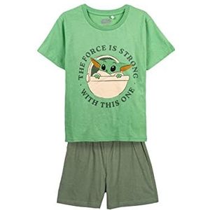 De Mandalorian Zomerpyjama voor Jongens - Kleur Groen - Maat 10 Jaar - Korte Pyjama van 100% Katoen - Grogu Print - Origineel Product Ontworpen in Spanje