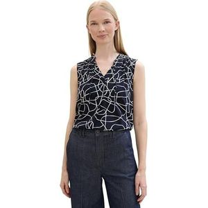TOM TAILOR Damesblouse, 36380 - Abstract Navy Lines Design, 46
