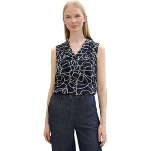 TOM TAILOR Damesblouse, 36380 - Abstract Navy Lines Design, 38