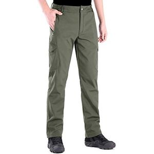 FREE SOLDIER Heren Softshell fleece gevoerde wandelbroek Waterdicht Winddicht Warme winterbroek(Legergroen 48EU_33UK)