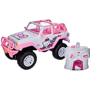 Jada Toys – Hello Kitty RC Jeep Wrangler – op afstand bestuurbare auto, met stickerboog, terreinwagen, poppenauto, voor kinderen vanaf 6 jaar, wit/roze