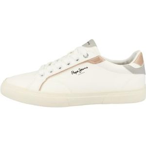Pepe Jeans Dames Kenton Mix W Sneaker, wit (fabriek wit), 9 UK, Witte Fabriek Wit, 43 EU
