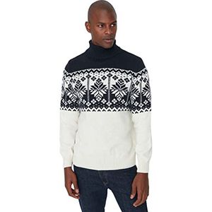 Trendyol Coltrui voor heren Colorblock Slim Sweater Sweater, Marineblauw, S, marineblauw, S