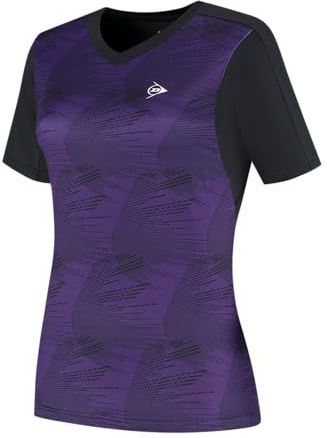 DUNLOP Game Tee 1 voor Dames, Zwart/Violet Indigo, XS