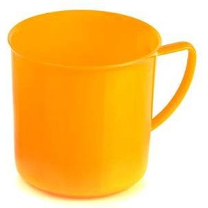 Kimmel Mok met handvat theekopje koffiebeker herbruikbaar onbreekbaar klein 180 ml, kunststof, oranje