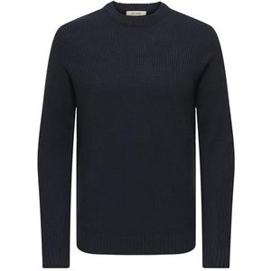 ONLY & SONS Onsalam Reg 5 Struc Crew Knit, navy, L