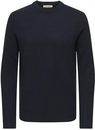ONLY & SONS Onsalam Reg 5 Struc Crew Knit, navy, L