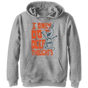 Disney Frozen 2 Deep Thoughts Boy's Hooded Pullover Fleece, Athletic Heather, Small, Athletic Heather, S