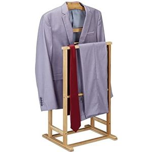 Relaxdays dressboy bamboe, dames & heren, slaapkamer, kledingstandaard, HxBxD: 98,5 x 47 x 36 cm, kledingbutler, naturel