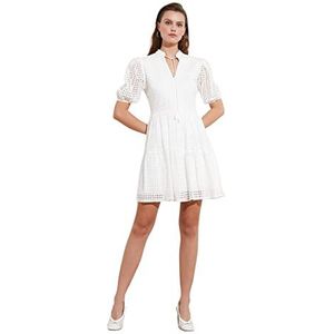 Trendyol Geweven mini-jurk met normale pasvorm voor dames, Ecru, 40