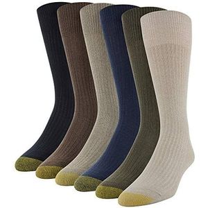 GOLDTOE Men's Stanton Crew Socks, Multipairs, Khaki Marl Assorted, X-Large