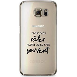 Zokko Beschermhoes voor Samsung S6, opschrift J'aime Bien âler Alt la Fais Souvent, zacht, transparant, witte inkt