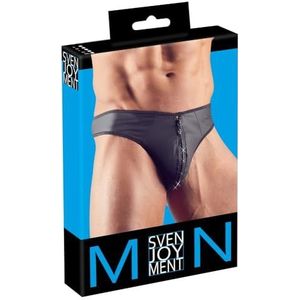 Svenjoyment Underwear heren string met strass rits, maat M, zwart