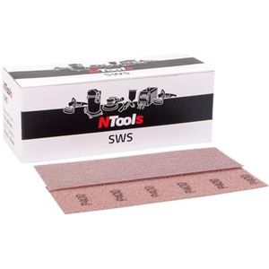 NTools 50 stuks SWS netschuurstrips 70 x 200 mm met korrel P240, glaspapier, hechting schuurpapier 420 mm voor handschuurmachine met afzuiging en handschuurblokken