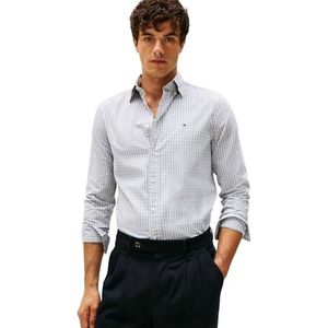 Tommy Hilfiger Heren Flex POPLIN Mini Tartan RF Shirt MW0MW40459 L/S Shirt, blauw, L, Blauw (Breezy Blauw/Check), L