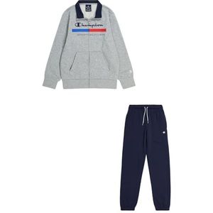 Champion Legacy Graphic Shop Authentic Sweatsuits B-Ultralight Spring Terry High-Neck Full Zip Trainingspak Sport Jongens, Grijs Licht Mix/Marineblauw, XS