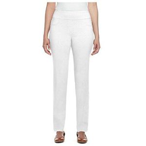 Ruby Rd. Women's Petite Pull-On Solar Millennium Super Stretch Pant, White, 10 Petite