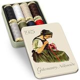 Gutermann Creativ Allesnaaigaren - Nostalgische cadeauset van blik, 100 m, 8 spoelen, 100% polyester, hand- en machinaal naaien, populaire kleuren