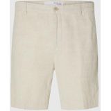SELETED HOMME Slhreguar-Mads Linnen Shorts Noos, Pure Cashmere/Detail: gemengd W. Wit, L