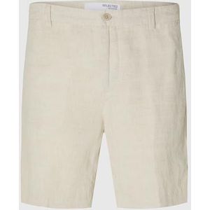 SELETED HOMME Slhreguar-Mads Linnen Shorts Noos, Pure Cashmere/Detail: gemengd W. Wit, L