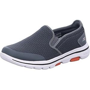 Skechers Heren Go Walk 5 Apprize Slip On Trainers, grijs houtskool textiel synthetische witte Trim houtskool, 8 UK