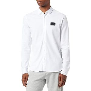 Armani Exchange Sustainable, regular fit, geborduurd logo shirt voor heren, Weiß, XXL