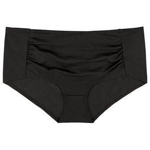 DORINA Fiji-D Hipster bikinibroekje, stoffen verzameling aan de voorkant, buikcontrole met power mesh voering, volledige afdekking, micro-stof, zwart, Zwart, S
