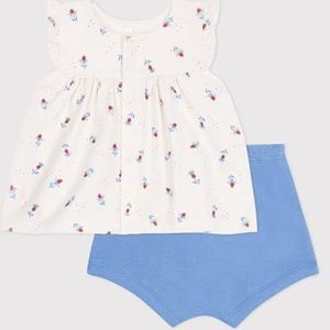 Petit Bateau Babymeisjes 2-delige set, wit/meerkleurig., 12 Maanden