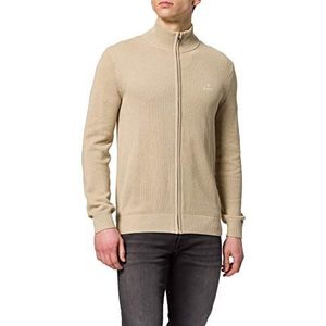 GANT Heren Cotton Pique Zip Cardigan Pullover, Dry Sand, 4XL