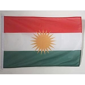 Koerdistanvlag 90x60 cm voor buiten - Koerdistanvlag 90 x 60 cm - Banner 2x3 ft Gebreid Polyester met ringen - AZ FLAG