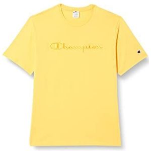 Champion Rochester 1919 Logo Crewneck S-S T-shirt, geel meloen (Amy), S voor heren, Meloengeel (Amy), S
