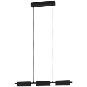 EGLO Led hanglamp Rovira, dimbare pendellamp, minimalistische eettafellamp van zwart metaal en wit kunststof, lamp hangend voor woonkamer, warm wit