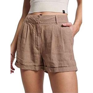 Superdry Studios Overdyed Linen Short W7110331A Fossil Brown 8 dames, Fossil Brown, 34