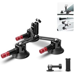 Neewer Drievoudige zuignap camera autohouder [vereenvoudigd] met houder en actiecamera-adapter compatibel met GoPro OSMO Action Pocket 4 3 2 Hero 12 11 10 Insta360 Samsung, CA067