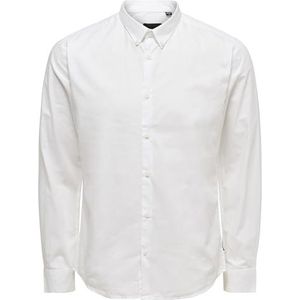 ONLY & SONS Heren ONSPOPLIN BTN DOWN Shirt LS EXP RE hemd, wit, XL, wit, XL