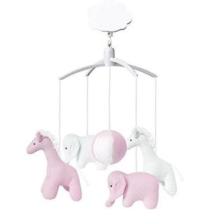 Trousselier - Muziekmobiel - Olifant & Giraffe - Katoen - Romeo & Julia muziek - Klassiek Chic - Ideaal geboortegeschenk - Eenvoudig te installeren - Kleur roze