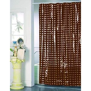 MSV Anti-schimmel douchegordijn, bruin, antibacterieel, wasbaar, waterdicht PVC, 180 x 200 cm