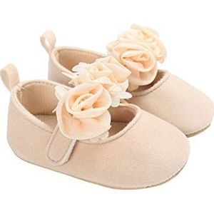 DEBAIJIA Prinsessenschoenen voor babymeisjes, 6-18 maanden, mooie kroon, kant, zachte zool, antislip, kunstleer, Sxy01 Beige, 17 EU