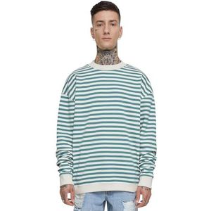 Urban Classics Gestreept sweatshirt met ronde hals voor heren, Whitesand/Paleleaf, L